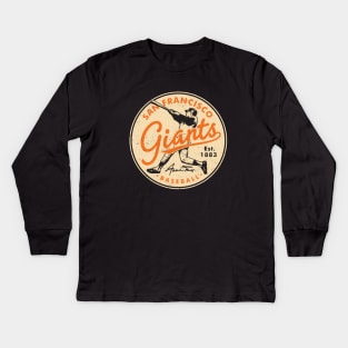 Retro Giants Willie Mays by Buck Tee Kids Long Sleeve T-Shirt